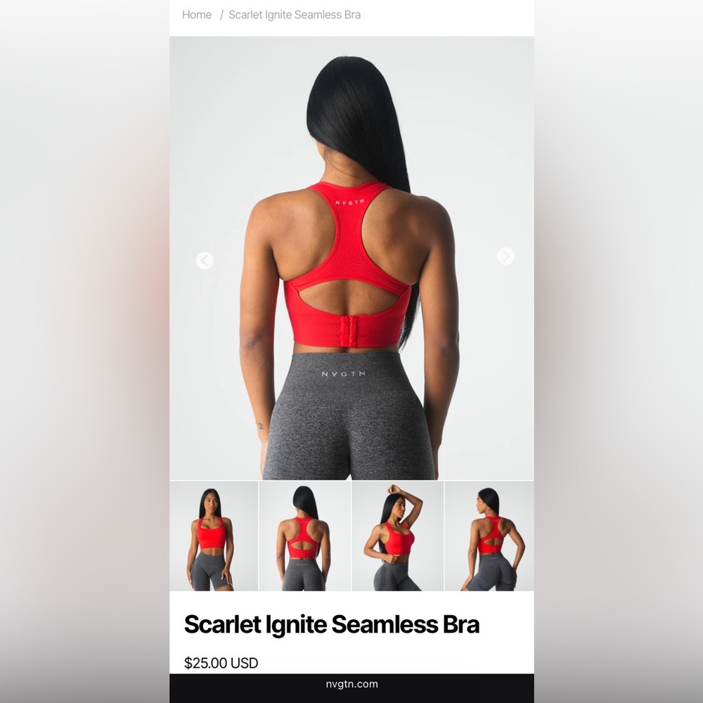NVGTN Red Seamless Sports Bra
